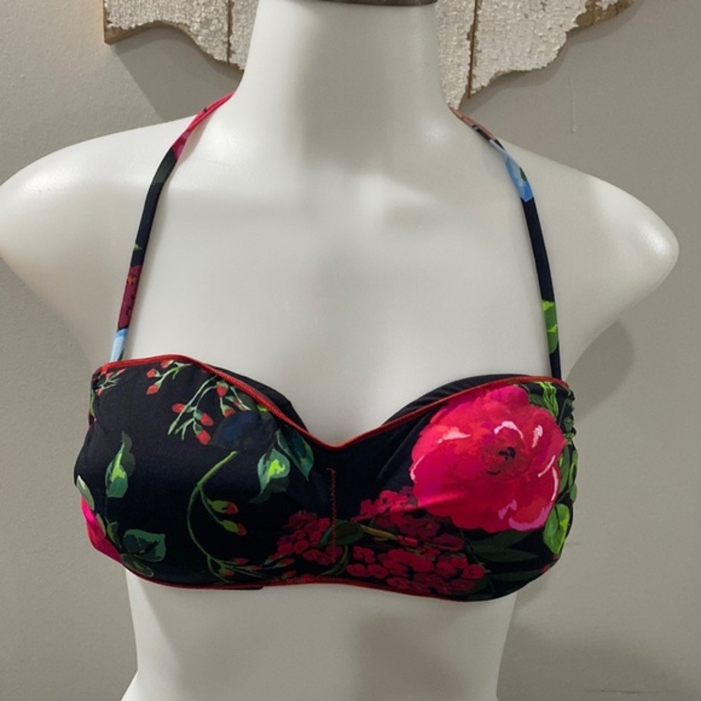 NWOT! Miss Bikini Black Floral Print Bikini Top‎